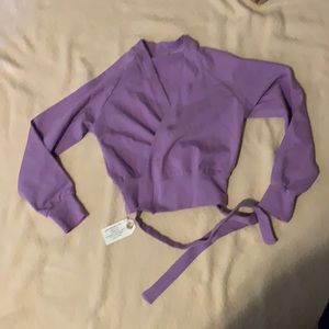 Purple dance wrap sweater